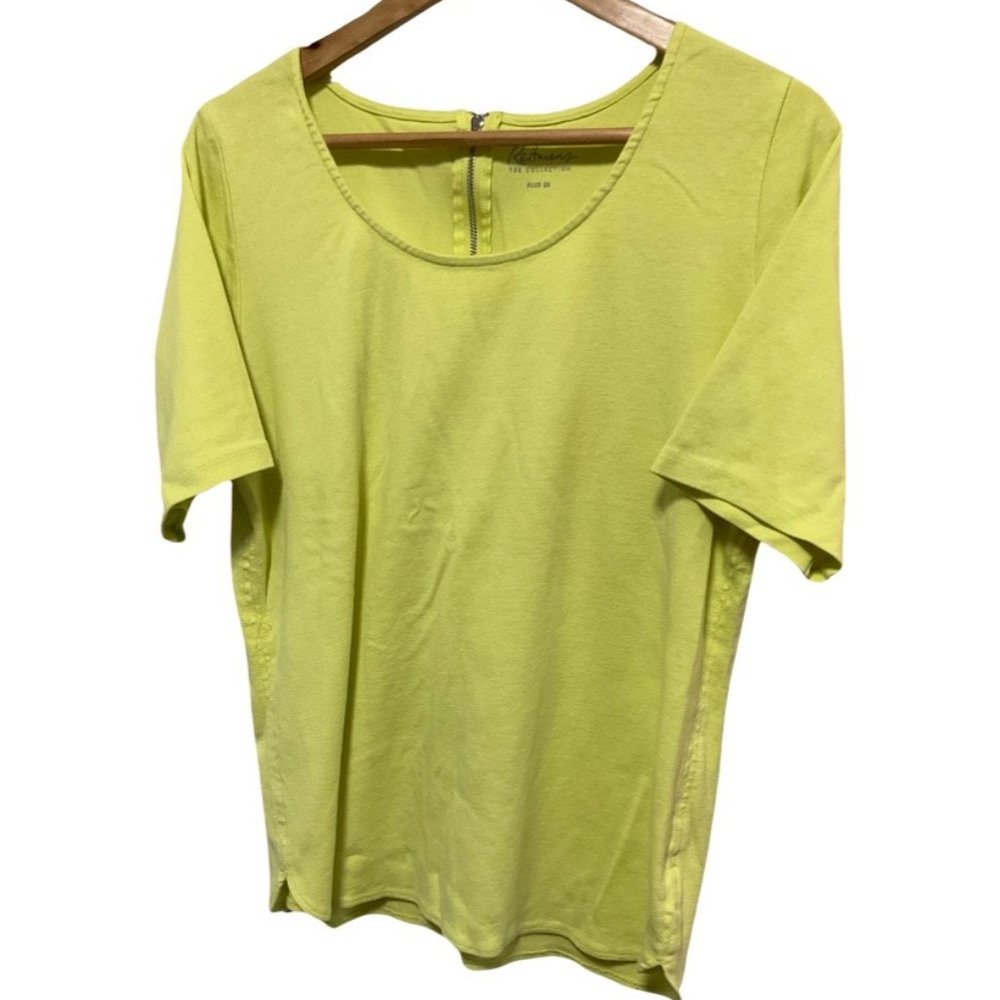 Yellow Short Sleeve Tee w/ Zipper Detail